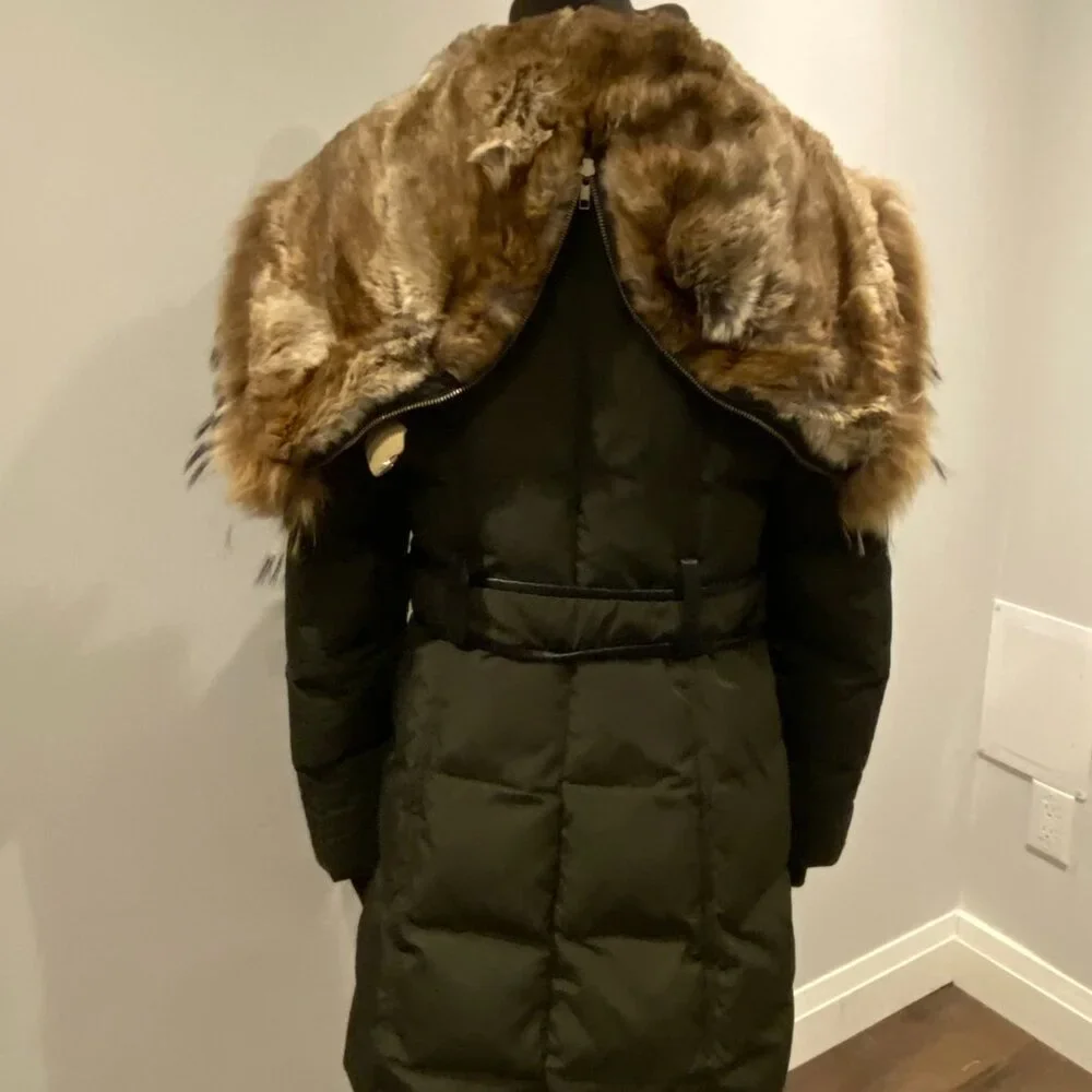 Mackage, TRISH-F3 LONG ARMY DOWN JACKET WITH NATURAL FUR Size L (Fits US Size 6) - Picture 3 of 9